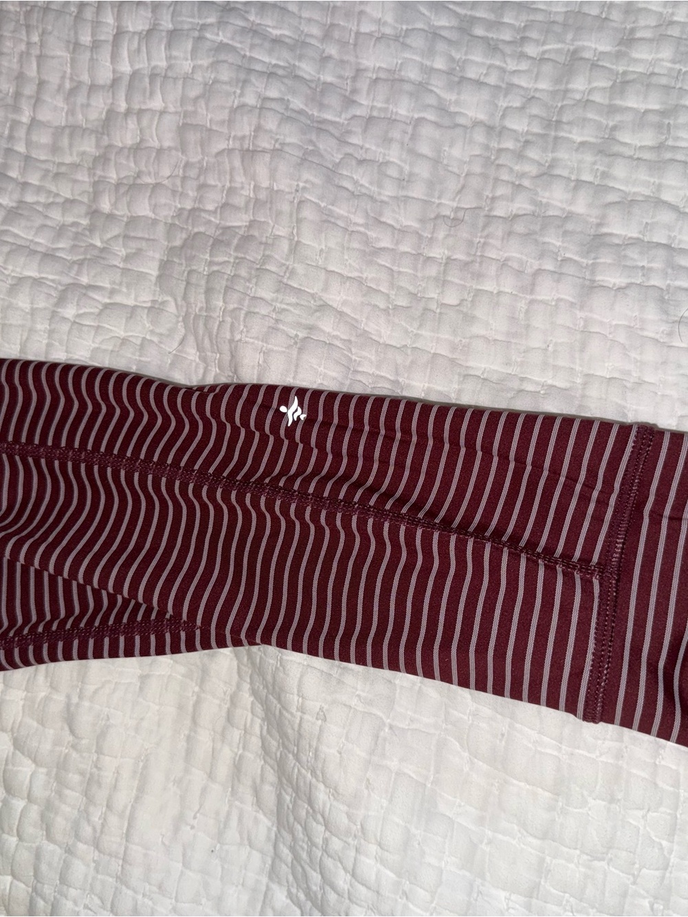 Womens Striped Burgundy Leggings - Picture 2 of 4